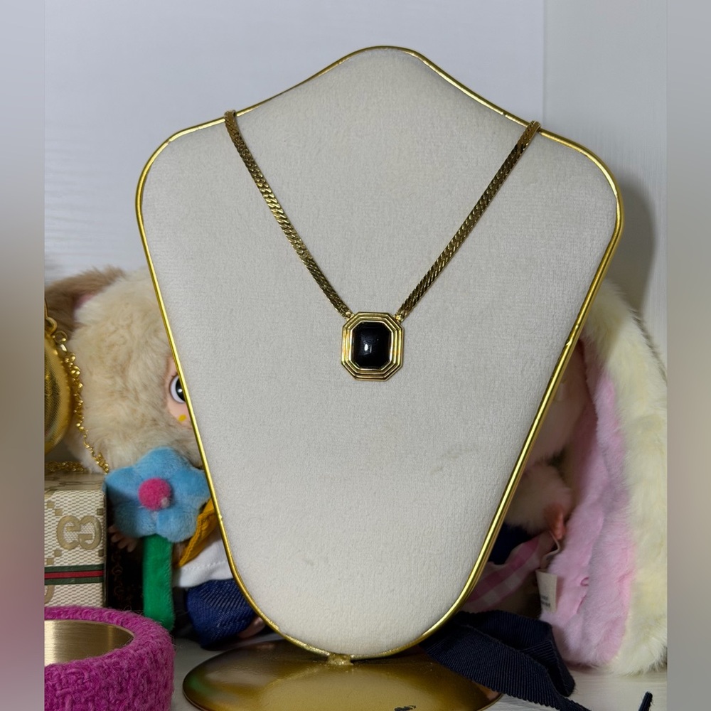 Dior Gold Necklace with Black Pendant